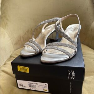 Naturalizer Silver Strappy Heels